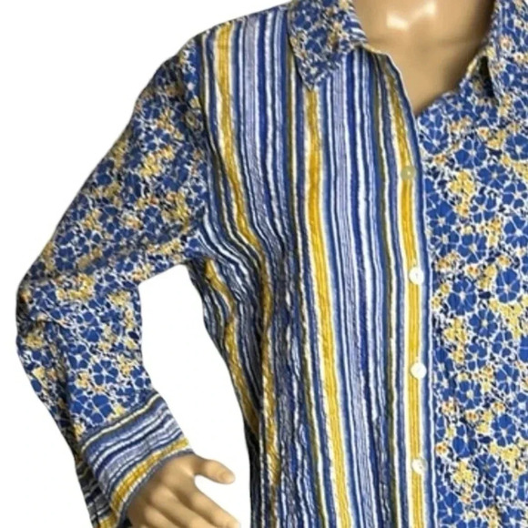 HABITAT tunic,blouse, NEW!women M,L & XL.,textured, crinkled, stripes,Lagenlook - Picture 11 of 15